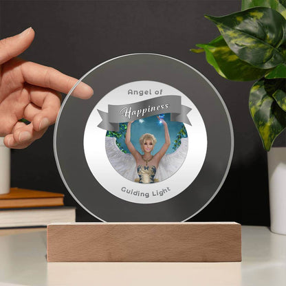 USB Circle Acrylic LED Light  -Guardian Angel -  Happiness