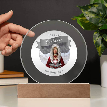 USB Circle Acrylic LED Light  -Guardian Angel -  Gratitude