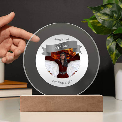 USB Circle Acrylic LED Light - Angel - Action