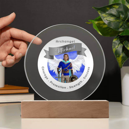 USB Circle Acrylic LED Light  - Archangel Michael
