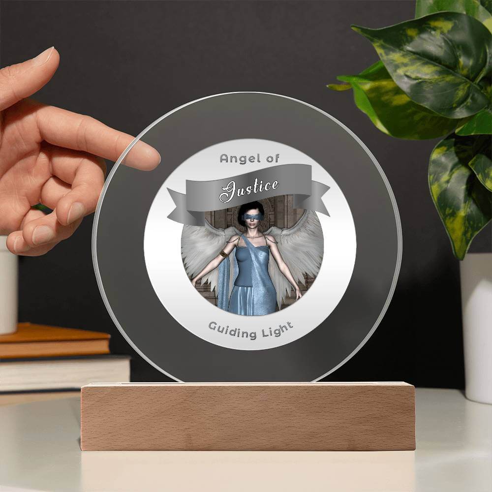 USB Circle Acrylic LED Light  -Guardian Angel - Justice