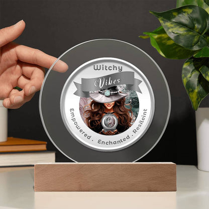 USB Circle Acrylic LED Light -  Witchy  Vibes - Brown