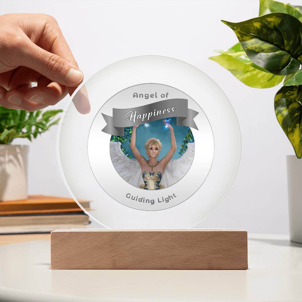 USB Circle Acrylic LED Light  -Guardian Angel -  Happiness