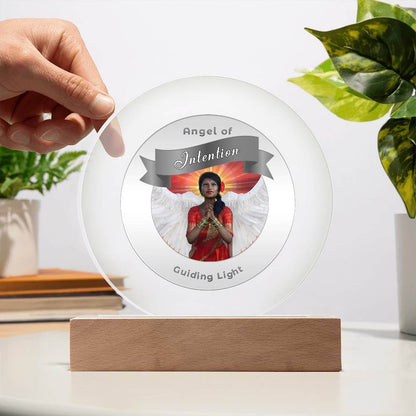 USB Circle Acrylic LED Light  -Guardian Angel - Intention