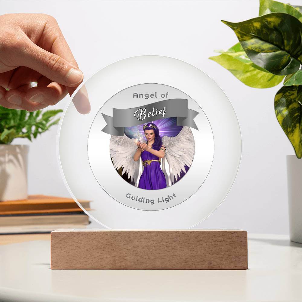 USB Circle Acrylic LED Light - Angel -- Belief