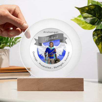 USB Circle Acrylic LED Light  - Archangel Michael