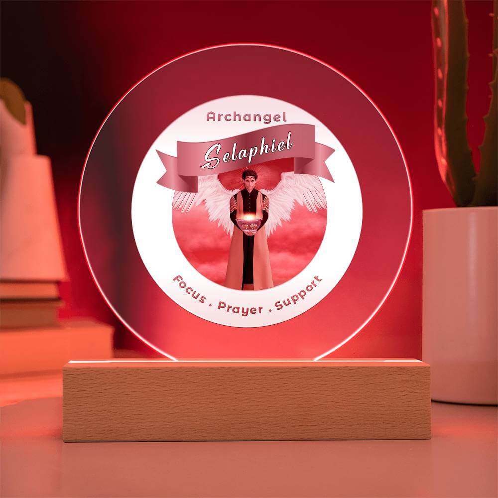 USB Circle Acrylic LED Light - Archangel Selaphiel