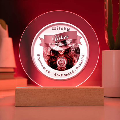 USB Circle Acrylic LED Light -  Witchy  Vibes - Brown