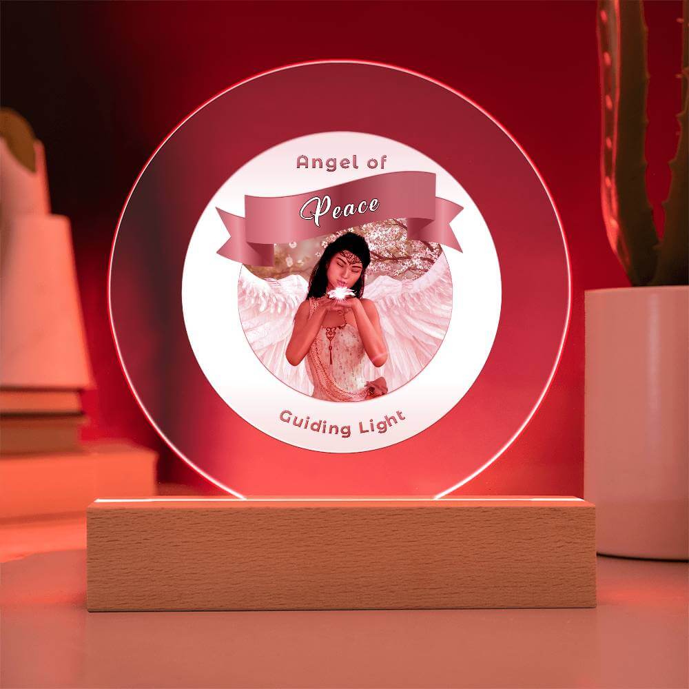USB Circle Acrylic LED Light  -Guardian Angel - Peace