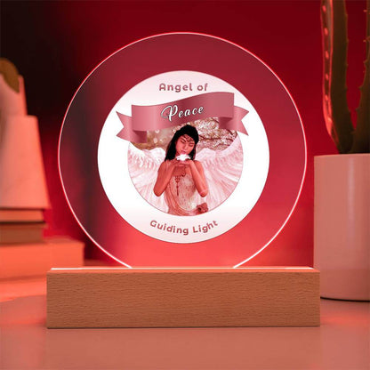 USB Circle Acrylic LED Light  -Guardian Angel - Peace