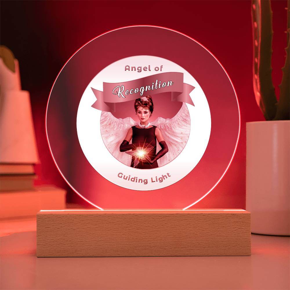 USB Circle Acrylic LED Light  -Guardian Angel - Recognition