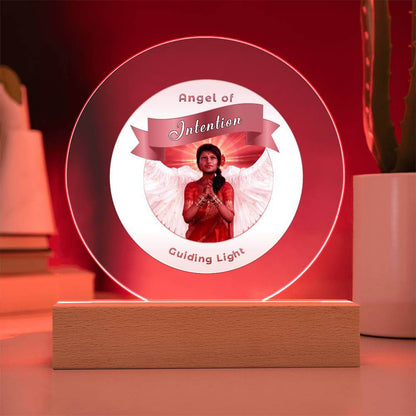 USB Circle Acrylic LED Light  -Guardian Angel - Intention