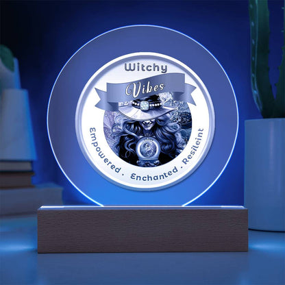 USB Circle Acrylic LED Light -  Witchy  Vibes - Grey