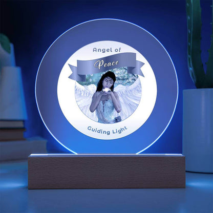 USB Circle Acrylic LED Light  -Guardian Angel - Peace