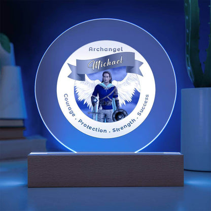 USB Circle Acrylic LED Light  - Archangel Michael