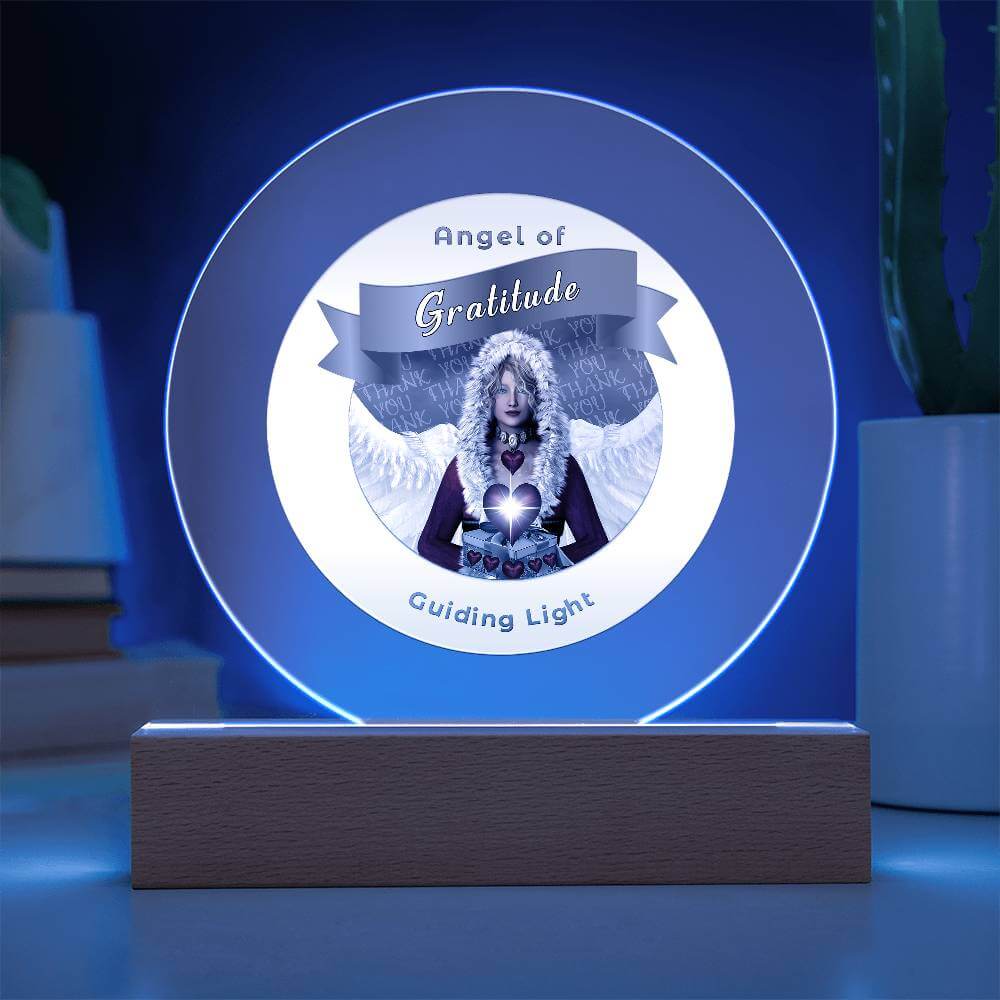 USB Circle Acrylic LED Light  -Guardian Angel -  Gratitude