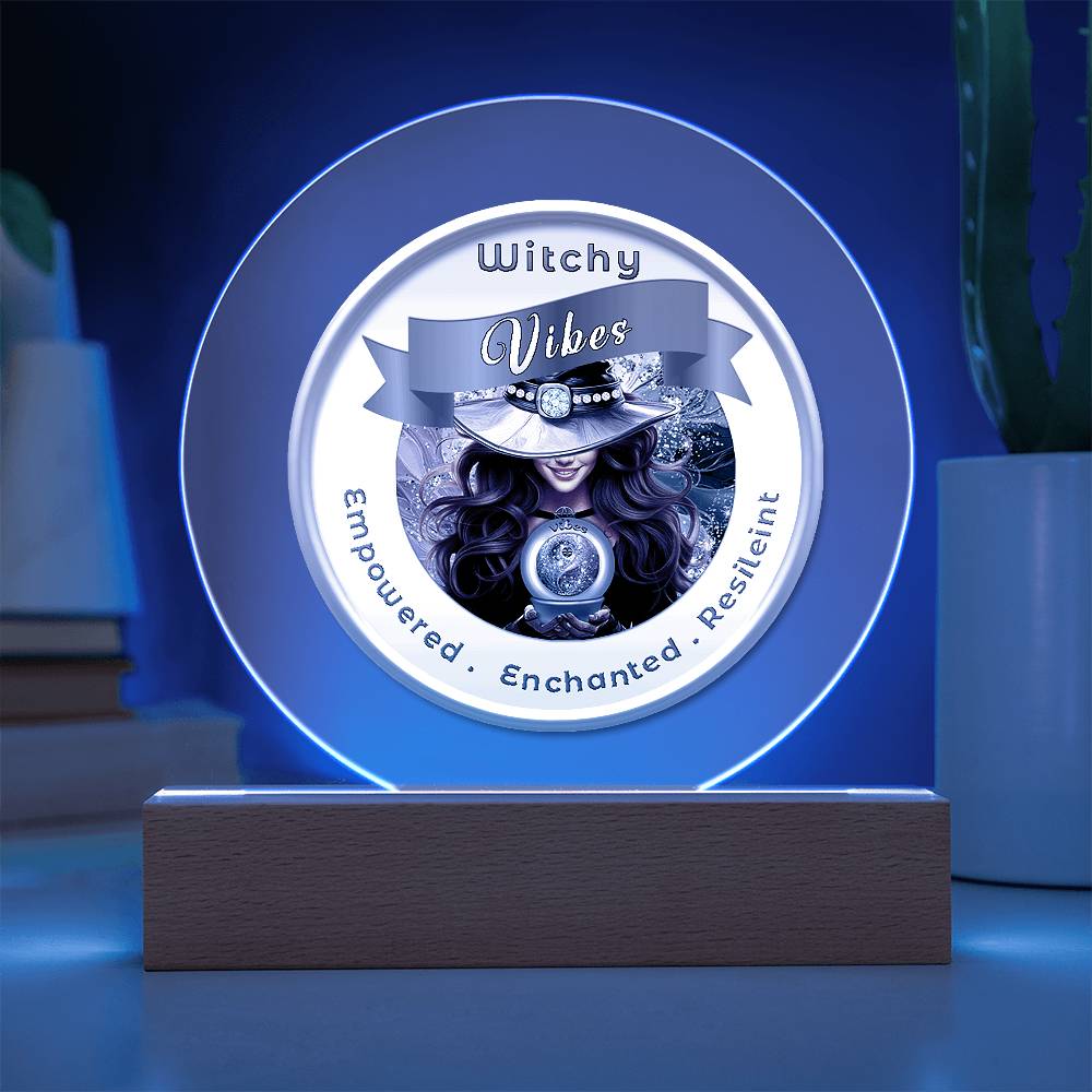 USB Circle Acrylic LED Light -  Witchy  Vibes - Brown