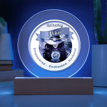 USB Circle Acrylic LED Light -  Witchy  Vibes - Brown