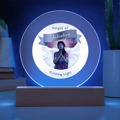 USB Circle Acrylic LED Light  -Guardian Angel - Intention