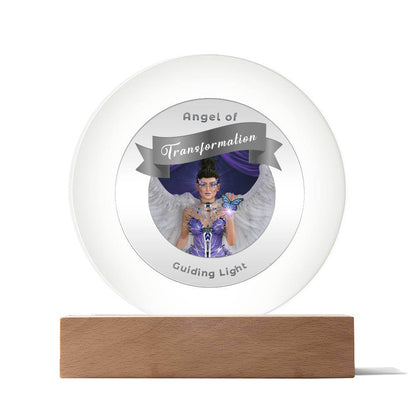 USB Circle Acrylic LED Light - Guardian Angel - Transformation