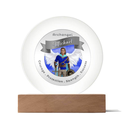 USB Circle Acrylic LED Light  - Archangel Michael