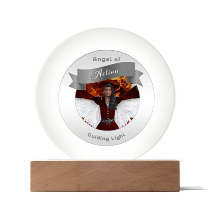 USB Circle Acrylic LED Light - Angel - Action