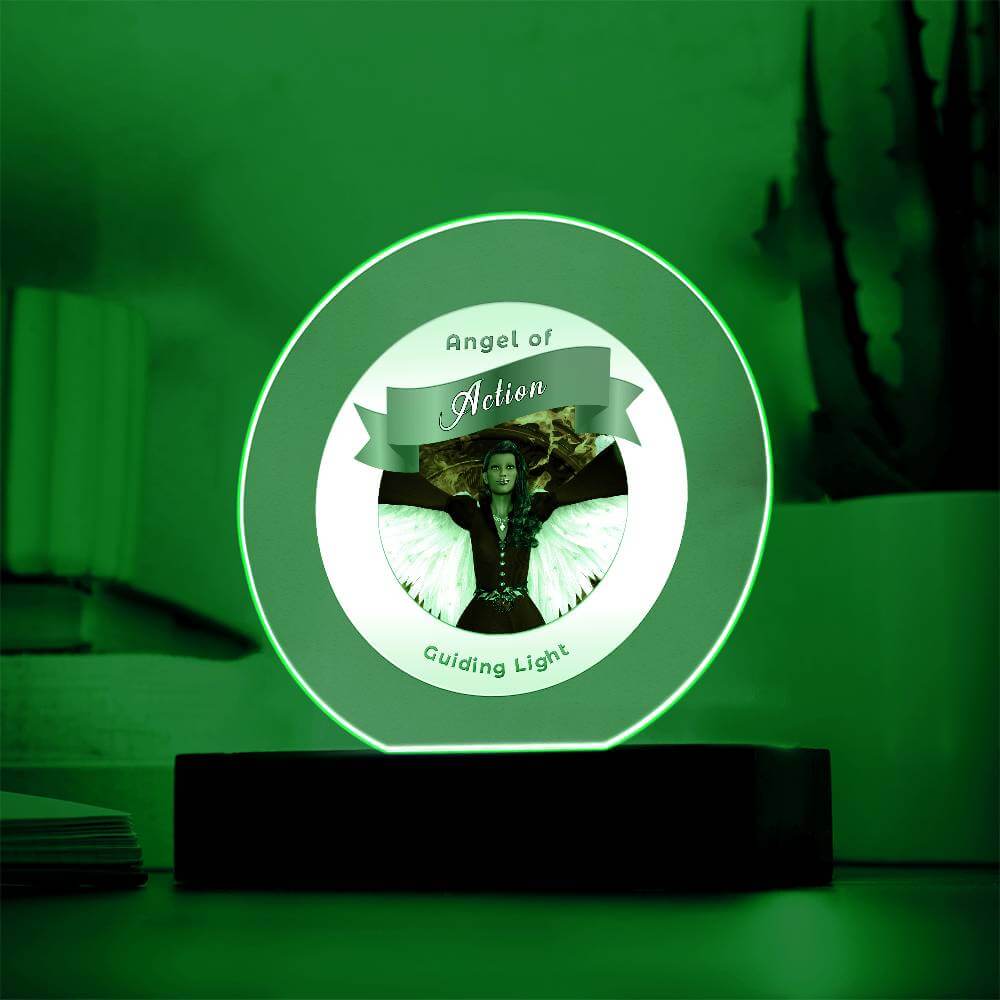 USB Circle Acrylic LED Light - Angel - Action