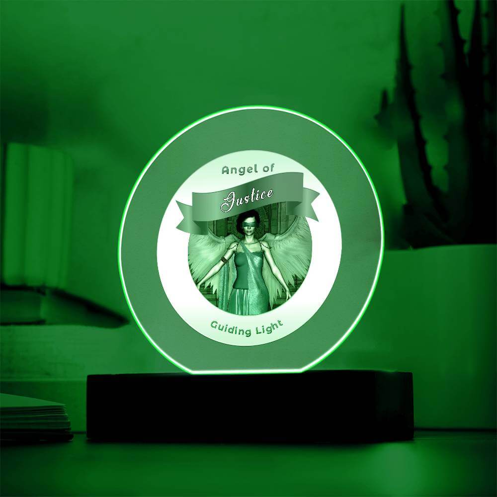 USB Circle Acrylic LED Light  -Guardian Angel - Justice