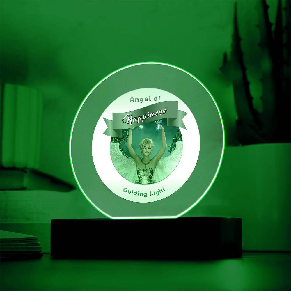 USB Circle Acrylic LED Light  -Guardian Angel -  Happiness