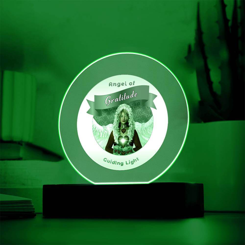 USB Circle Acrylic LED Light  -Guardian Angel -  Gratitude