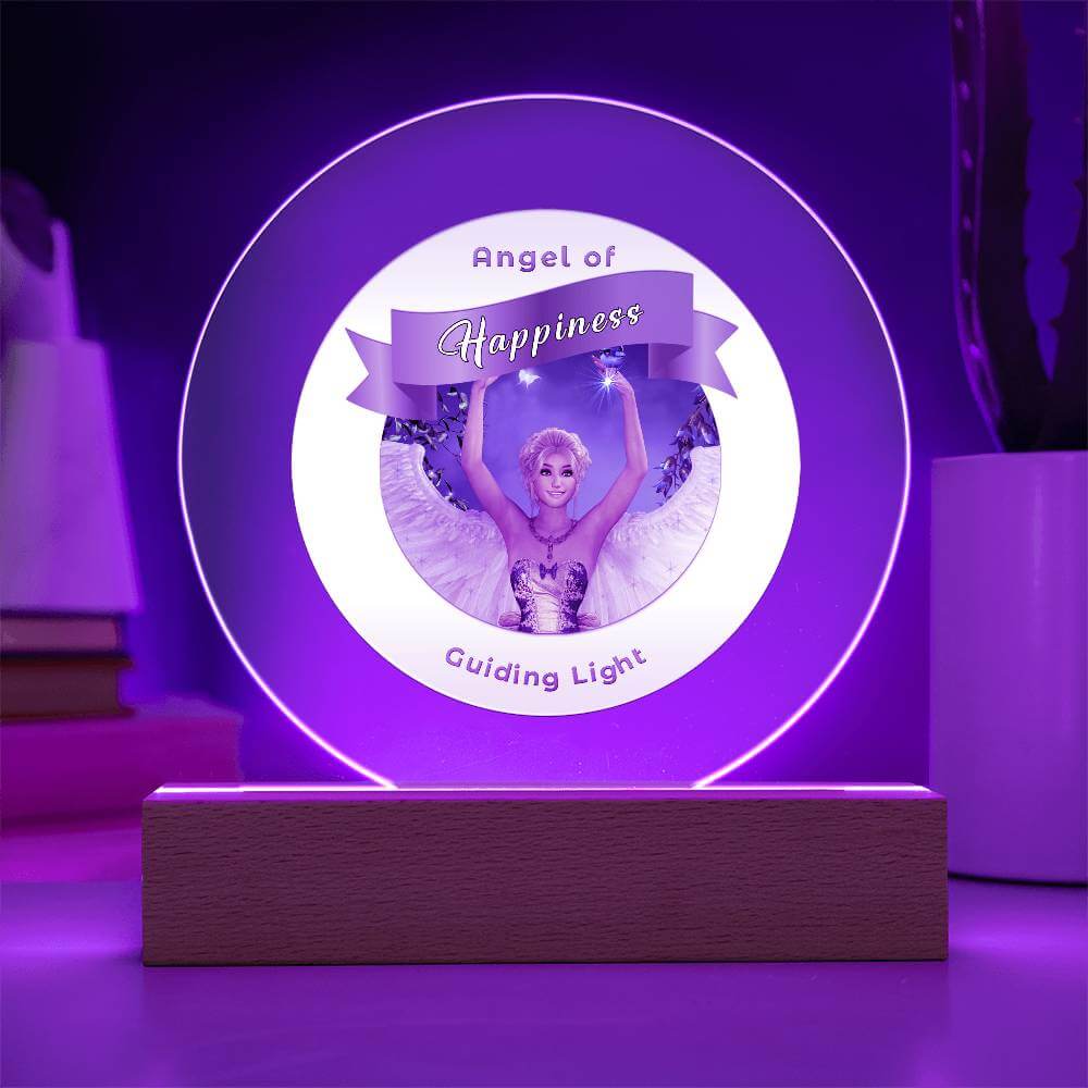 USB Circle Acrylic LED Light  -Guardian Angel -  Happiness