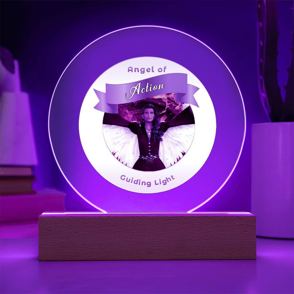 USB Circle Acrylic LED Light - Angel - Action