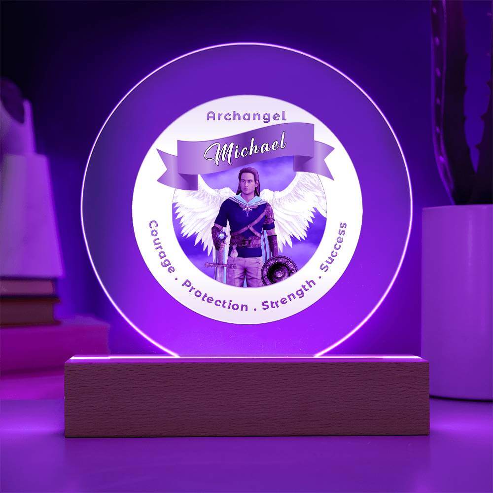 USB Circle Acrylic LED Light  - Archangel Michael