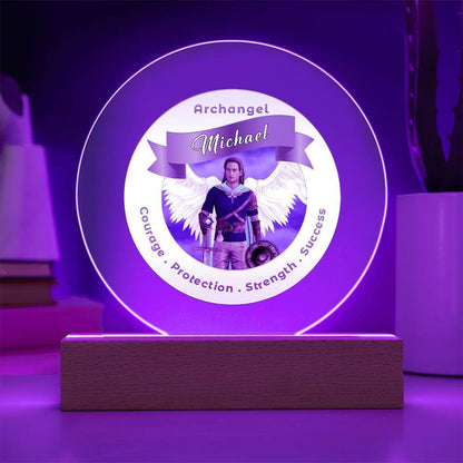 USB Circle Acrylic LED Light  - Archangel Michael