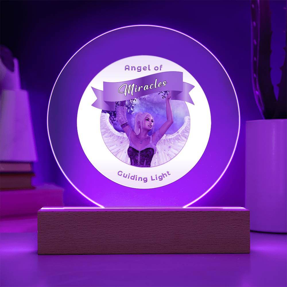 USB Circle Acrylic LED Light  -Guardian Angel - Miracles