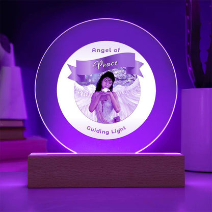 USB Circle Acrylic LED Light  -Guardian Angel - Peace