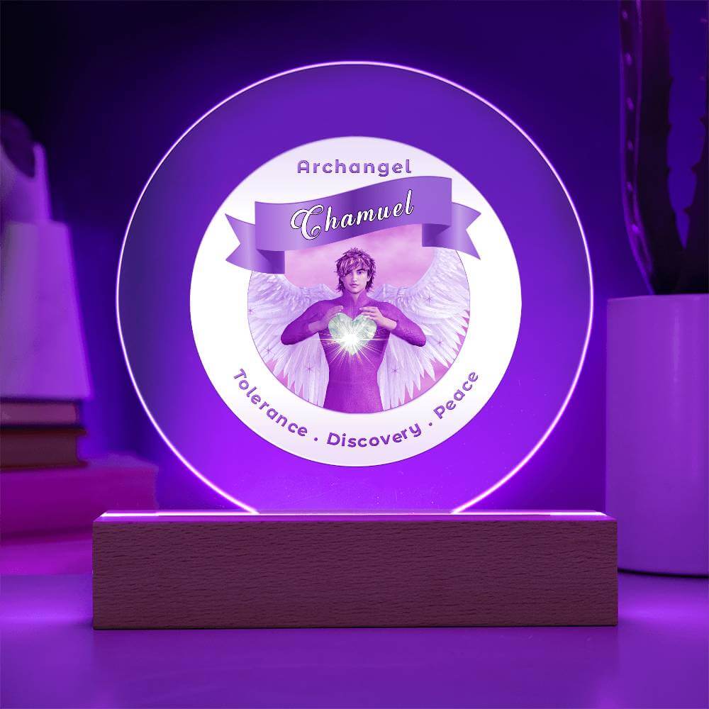 USB Circle Acrylic LED Light -  Archangel Chamuel