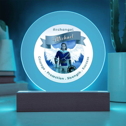 USB Circle Acrylic LED Light  - Archangel Michael