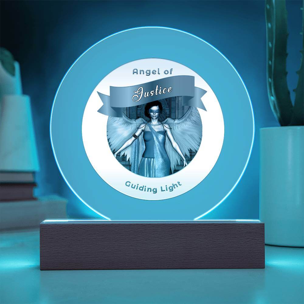 USB Circle Acrylic LED Light  -Guardian Angel - Justice