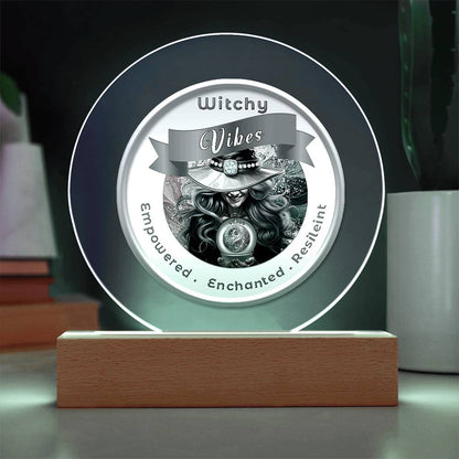 USB Circle Acrylic LED Light -  Witchy  Vibes - Grey