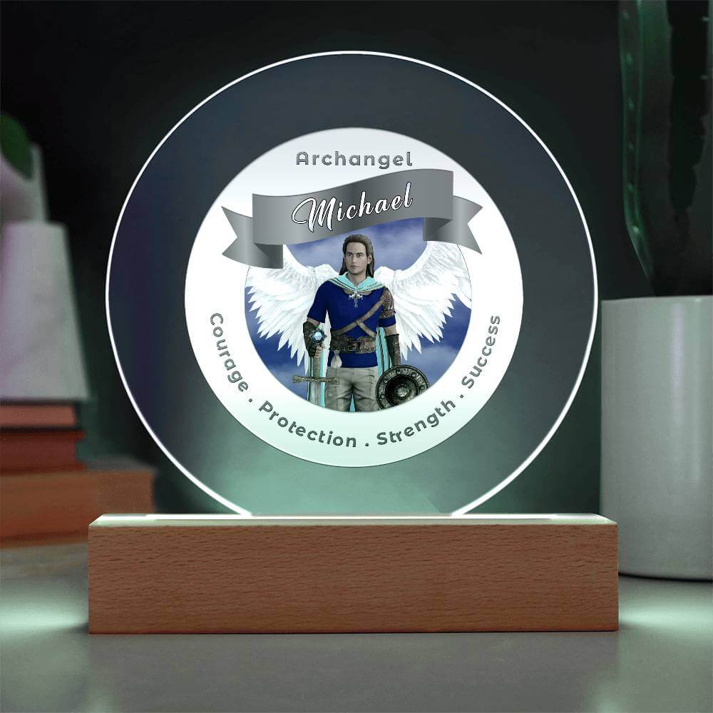 USB Circle Acrylic LED Light  - Archangel Michael