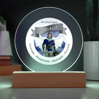 USB Circle Acrylic LED Light  - Archangel Michael