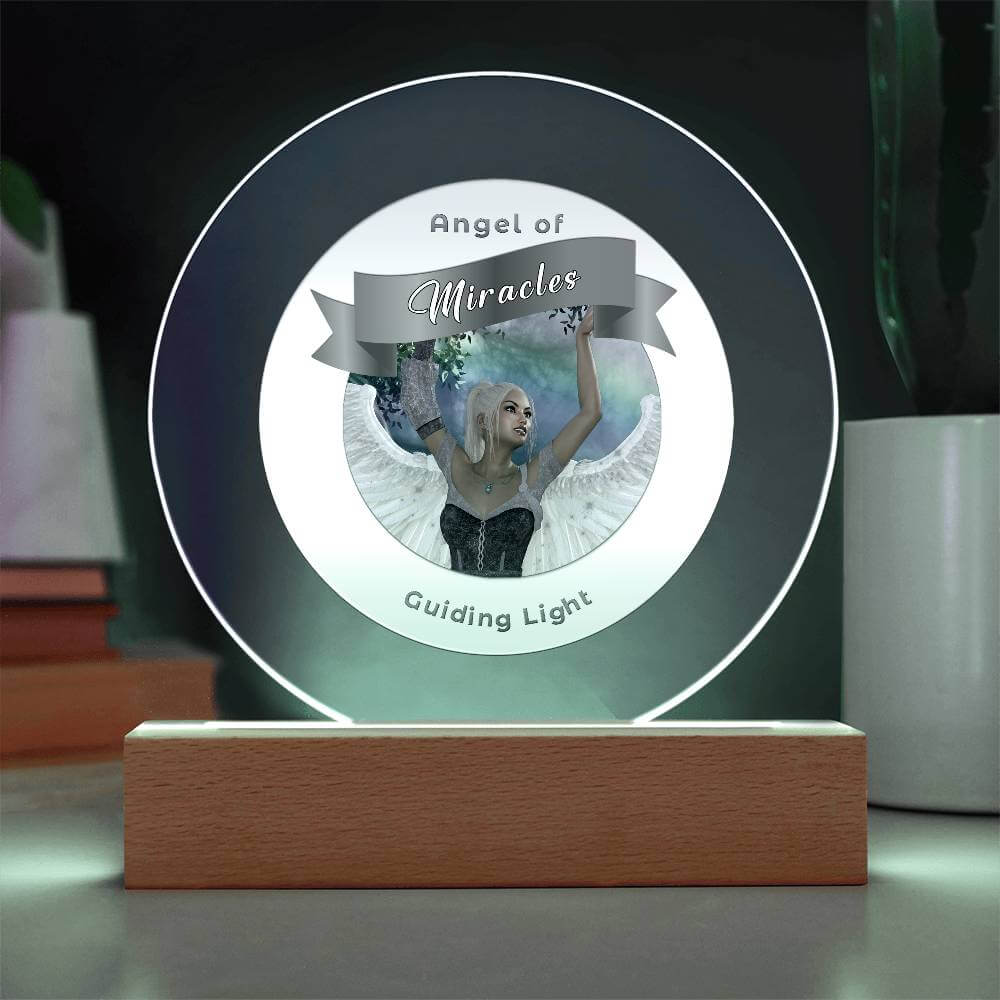 USB Circle Acrylic LED Light  -Guardian Angel - Miracles