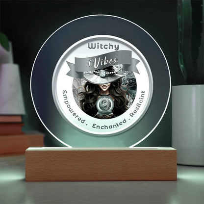 USB Circle Acrylic LED Light -  Witchy  Vibes - Brown