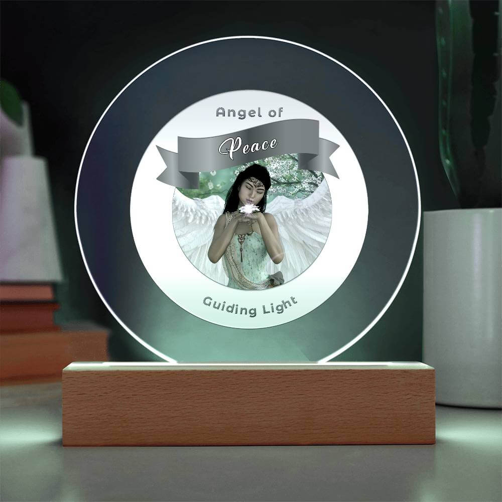 USB Circle Acrylic LED Light  -Guardian Angel - Peace