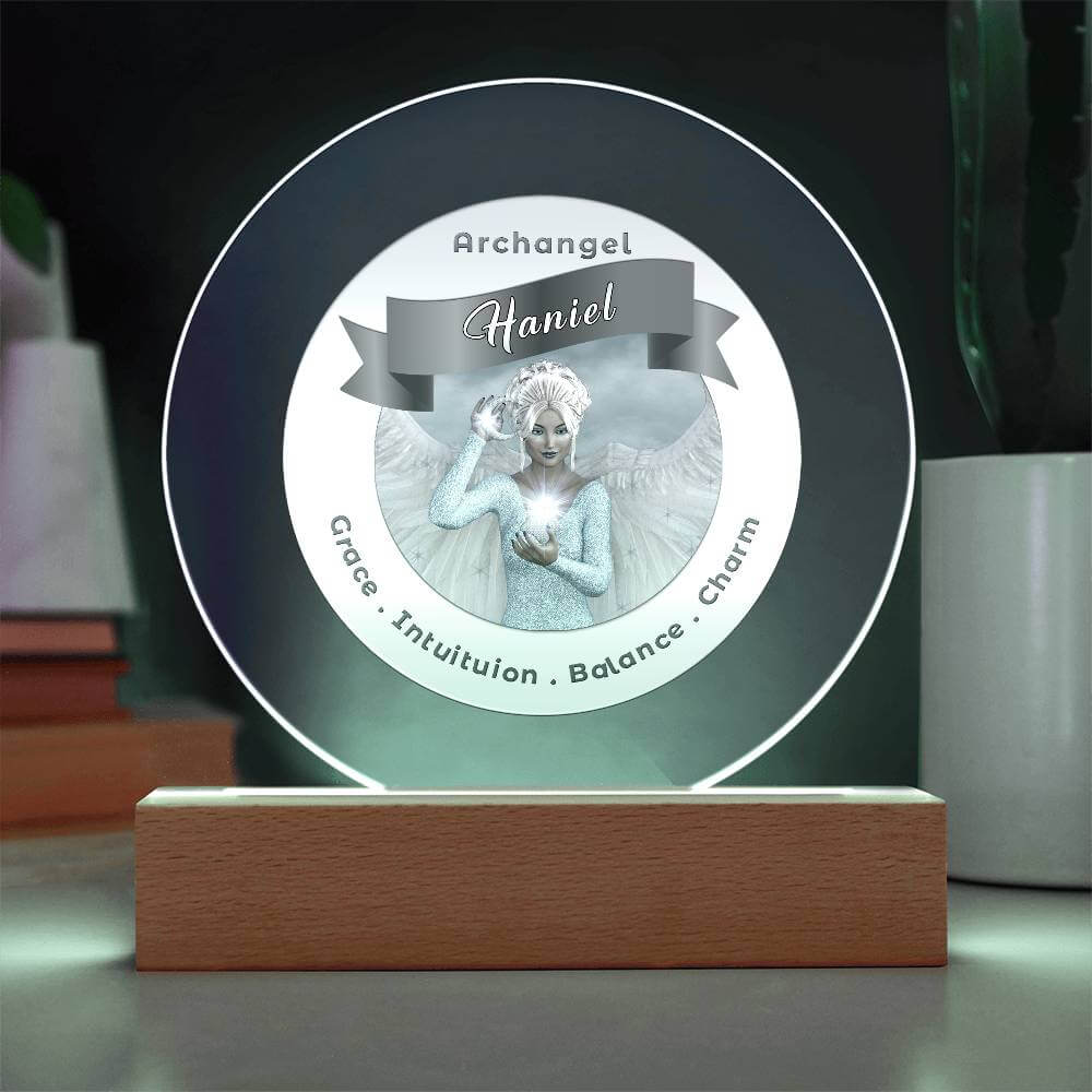 USB Circle Acrylic LED Light -  Archangel Haniel
