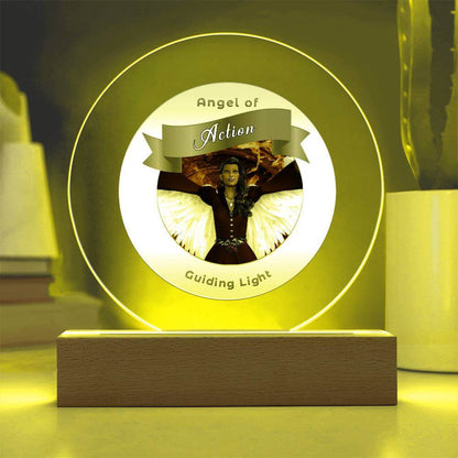 USB Circle Acrylic LED Light - Angel - Action
