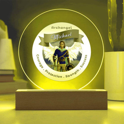 USB Circle Acrylic LED Light  - Archangel Michael