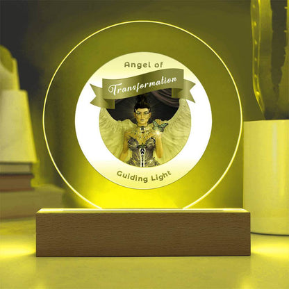 USB Circle Acrylic LED Light - Guardian Angel - Transformation