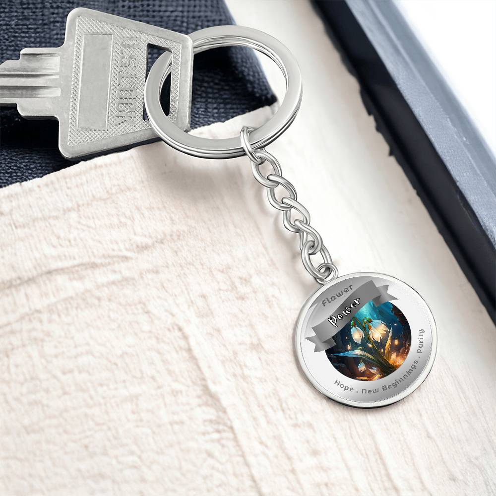 Snowdrop - Affirmation Keychain For Hope New Beginnings Purity - More Than CharmsMore Than Charms